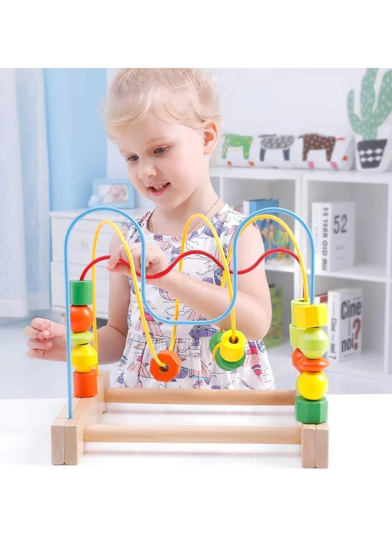 Wooden Bead Maze Early Education Wooden Toys for Kids Colorful Round Toys for Toddlers