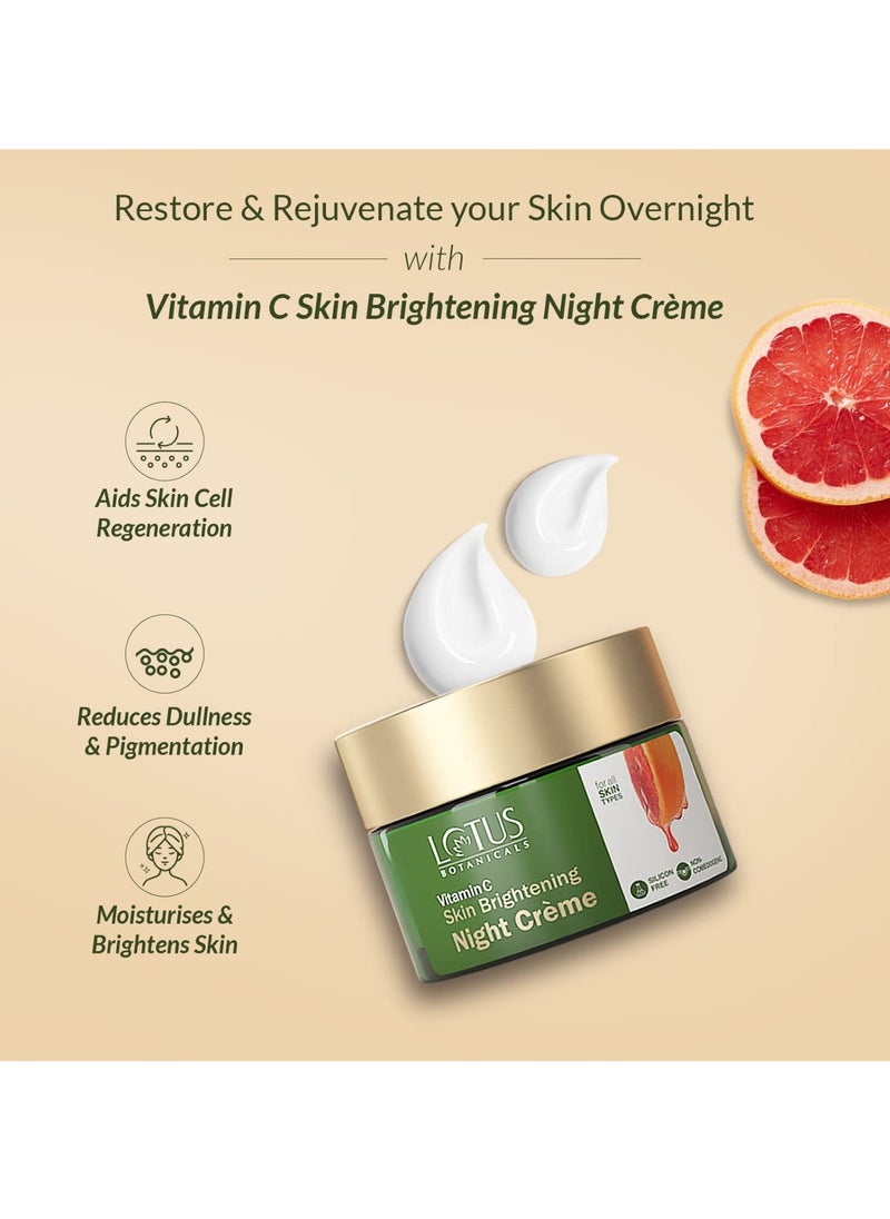 Lotus Botanicals Vitamin C Skin Brightening Night Creme | 100x Vitamin C | Brightens, Replenishes, Repairs and Rejuvenates Skin Overnight | No Parabens, No Preservatives, No Toxic Chemicals | 50g