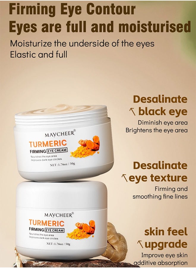 50g Anti Aging Eye Cream with Turmeric, Eyebags Remover Dark Circles Eye Repair Cream, Reduces Fine Lines Dark Circles and Puffiness