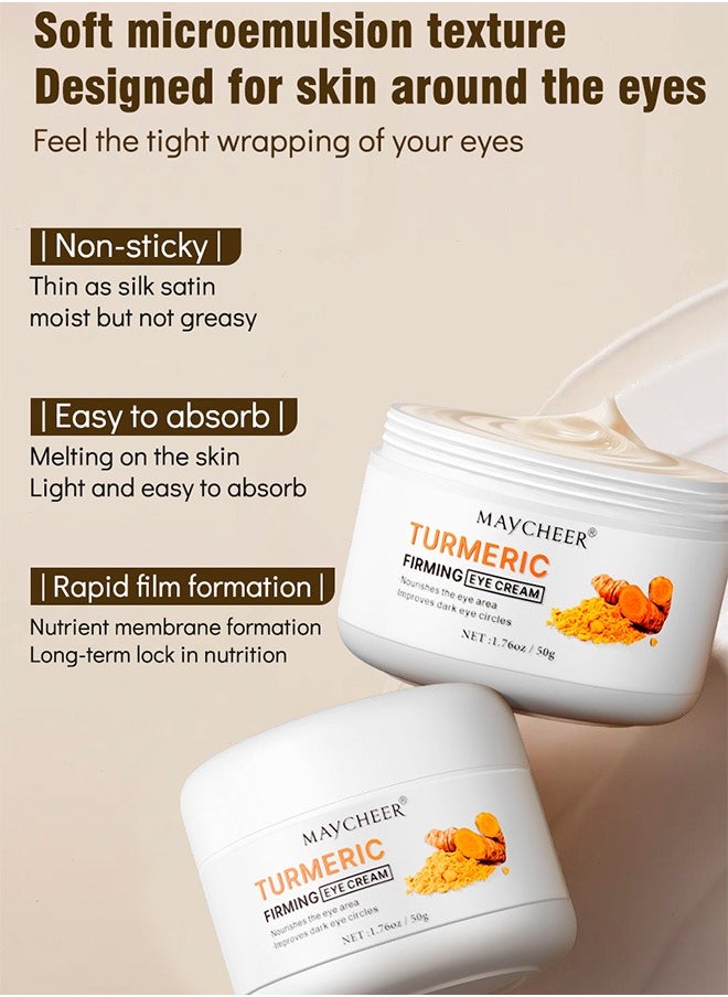 50g Anti Aging Eye Cream with Turmeric, Eyebags Remover Dark Circles Eye Repair Cream, Reduces Fine Lines Dark Circles and Puffiness