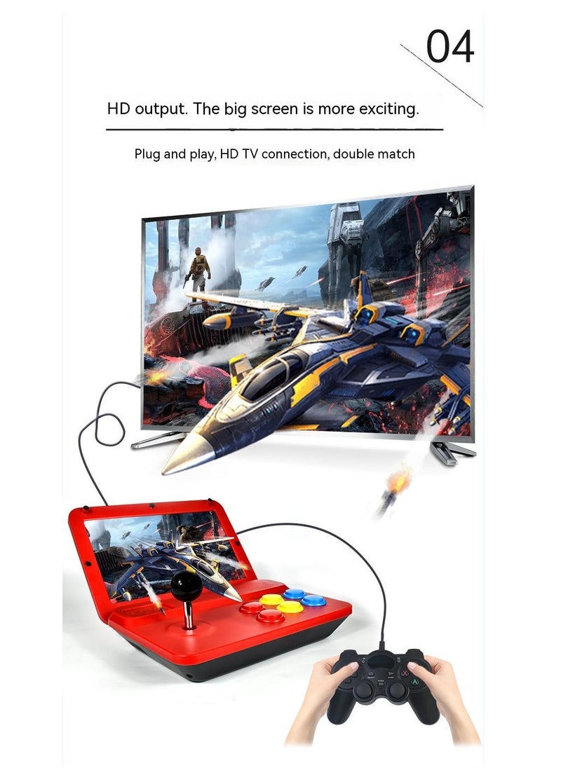 A13 Retro Game Arcade 10 Inch Hd Large Screen Game Machine Folding Flip Rk3128 Chip Cpu Simulator Detachable Joystick (32G)