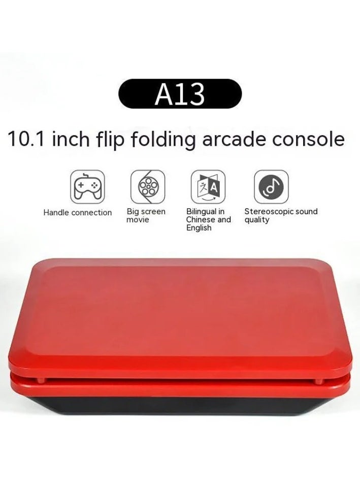 A13 Retro Game Arcade 10 Inch Hd Large Screen Game Machine Folding Flip Rk3128 Chip Cpu Simulator Detachable Joystick (64G)