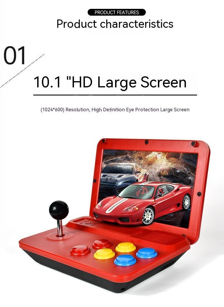 A13 Retro Game Arcade 10 Inch Hd Large Screen Game Machine Folding Flip Rk3128 Chip Cpu Simulator Detachable Joystick (32G)