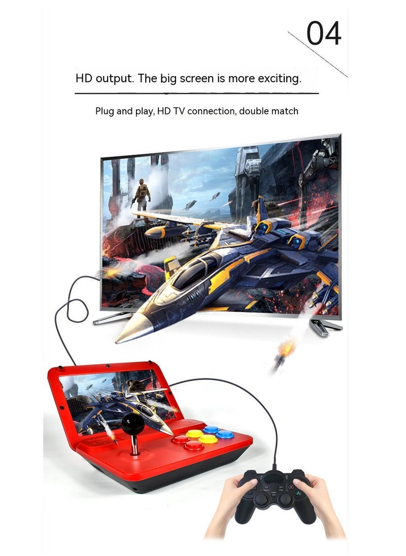 A13 Retro Game Arcade 10 Inch Hd Large Screen Game Machine Folding Flip Rk3128 Chip Cpu Simulator Detachable Joystick (64G)