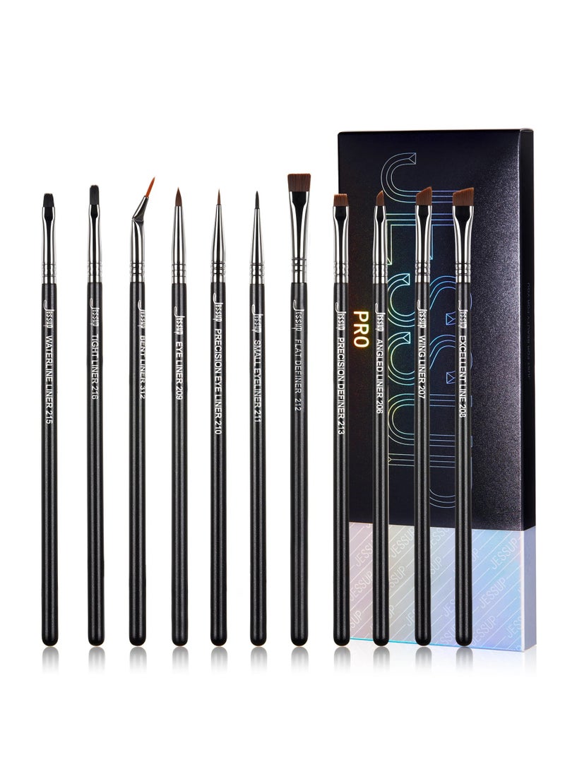 Jessup Eyeliner Brush Set, Professional Eye Liner Makeup Brushes 11pcs, Angled Flat Definer Ultra Fine Bent Pencil Point Eyeliner Brushes for Precision Liner T324