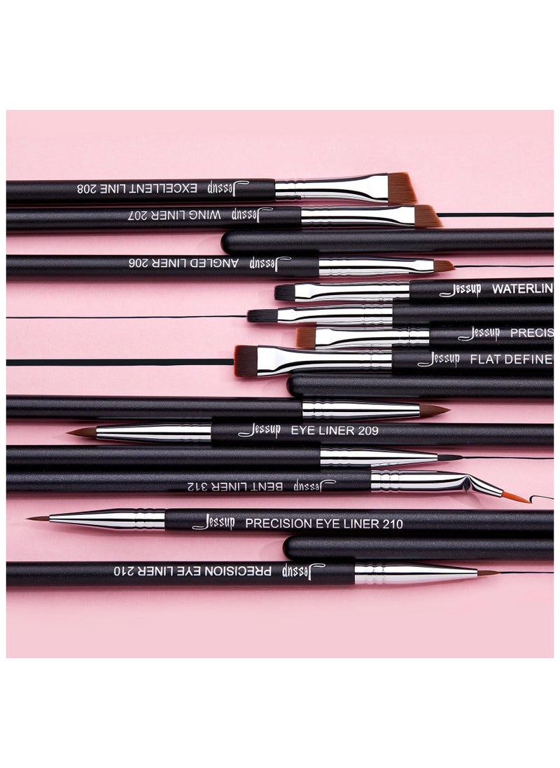 Jessup Eyeliner Brush Set, Professional Eye Liner Makeup Brushes 11pcs, Angled Flat Definer Ultra Fine Bent Pencil Point Eyeliner Brushes for Precision Liner T324