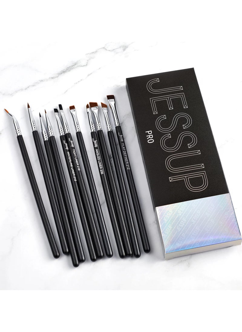 Jessup Eyeliner Brush Set, Professional Eye Liner Makeup Brushes 11pcs, Angled Flat Definer Ultra Fine Bent Pencil Point Eyeliner Brushes for Precision Liner T324