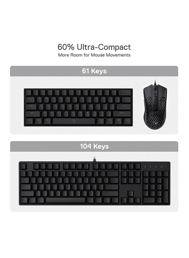 K630 Dragonborn 60% Wired RGB Gaming Keyboard, 61 Keys Compact Mechanical Keyboard with Linear Red Switch, Pro Driver Support, Black