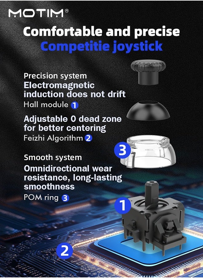 Wireless Gamepad Compatible with Switch/Steam/PC/Android/IOS, Adjustable RGB Lighting Gaming Controller, Programmable Gamepad, Hall Effect Trigger, Turbo, Simulate True Vibration and Precise Button