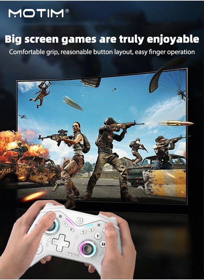 Wireless Gamepad for Switch Laptop PC Android IOS, Programmable Gamepad, Adjustable RGB Lighting Gaming Controller, Simulate True Vibration and Precise Button