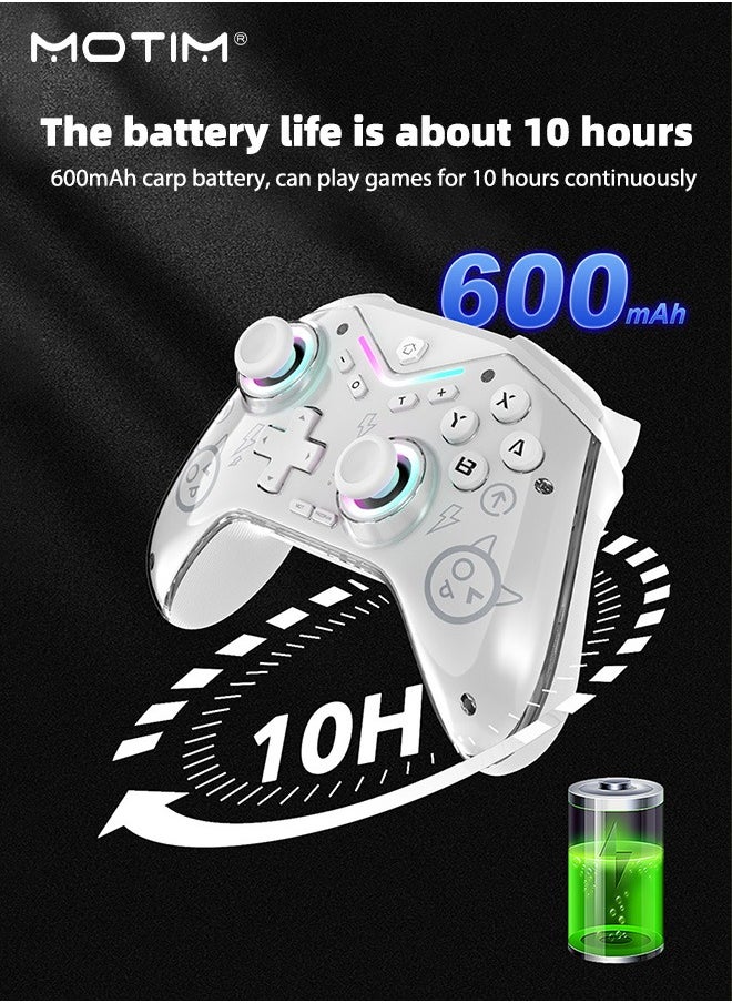 Wireless Gamepad Compatible with Switch/Steam/PC/Android/IOS, Adjustable RGB Lighting Gaming Controller, Programmable Gamepad, Hall Effect Trigger, Turbo, Simulate True Vibration and Precise Button