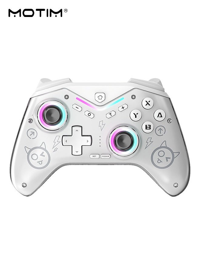 Wireless Gamepad Compatible with Switch/Steam/PC/Android/IOS, Adjustable RGB Lighting Gaming Controller, Programmable Gamepad, Hall Effect Trigger, Turbo, Simulate True Vibration and Precise Button
