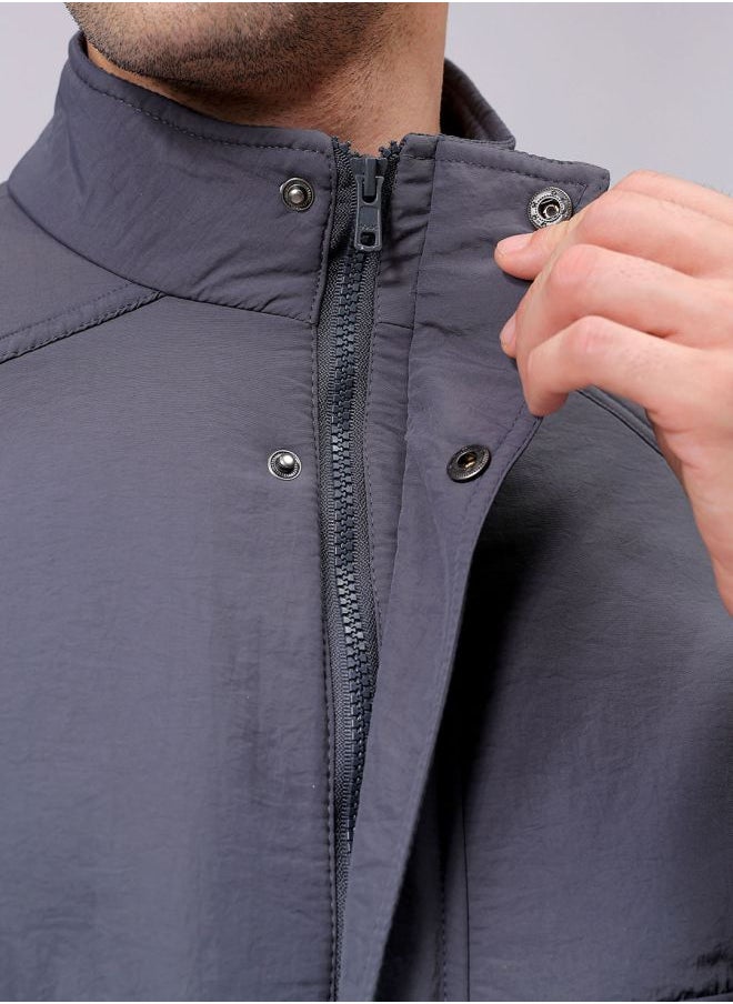Men Slim Fit Solid Puffer Jackets