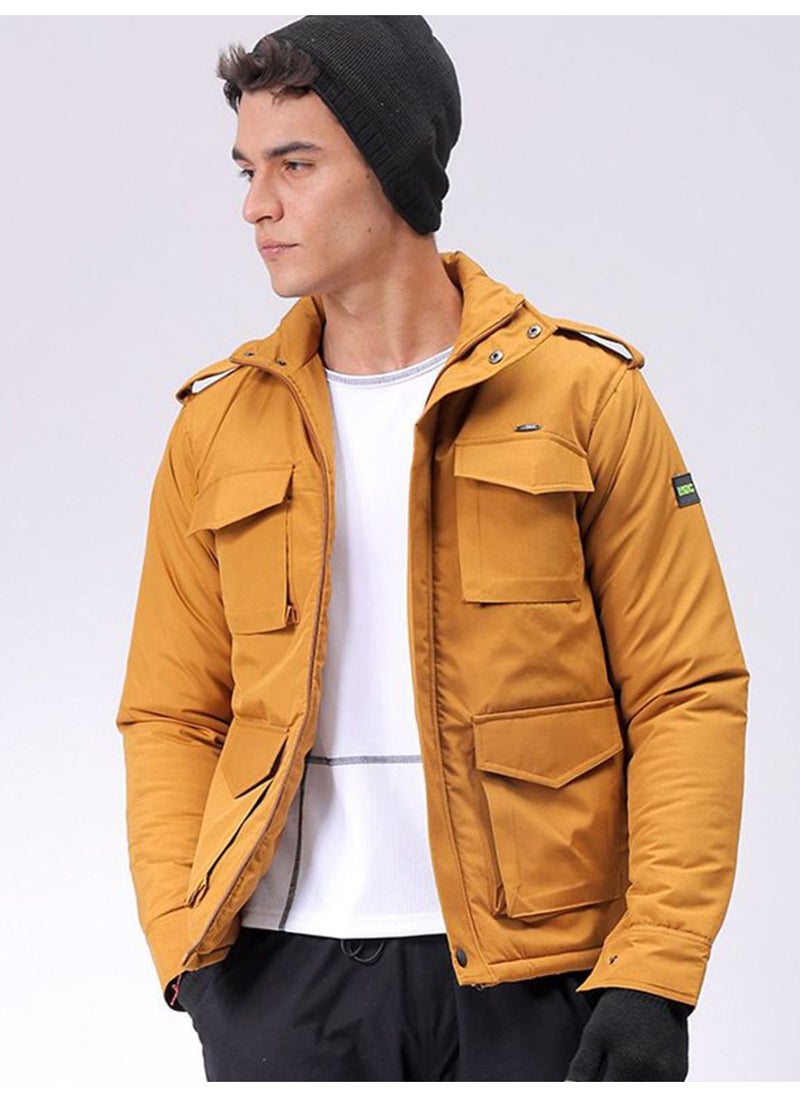 Men Slim Fit Solid Puffer Jackets