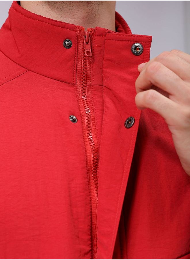 Men Slim Fit Solid Puffer Jackets
