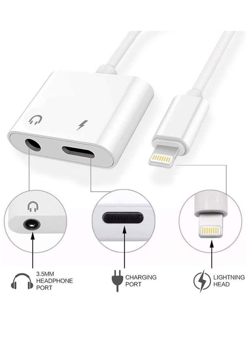 Lightning to 3.5mm Headphones Dongle Jack Adapter for iPhone Fonemax 2 in 1 Headphone Adapter and Aux Audio Adapter& Charger Cable Splitter Compatible for iPhone,iPad