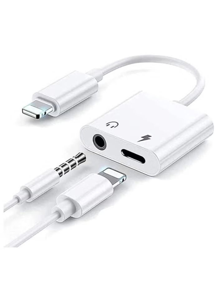 Lightning to 3.5mm Headphones Dongle Jack Adapter for iPhone Fonemax 2 in 1 Headphone Adapter and Aux Audio Adapter& Charger Cable Splitter Compatible for iPhone,iPad