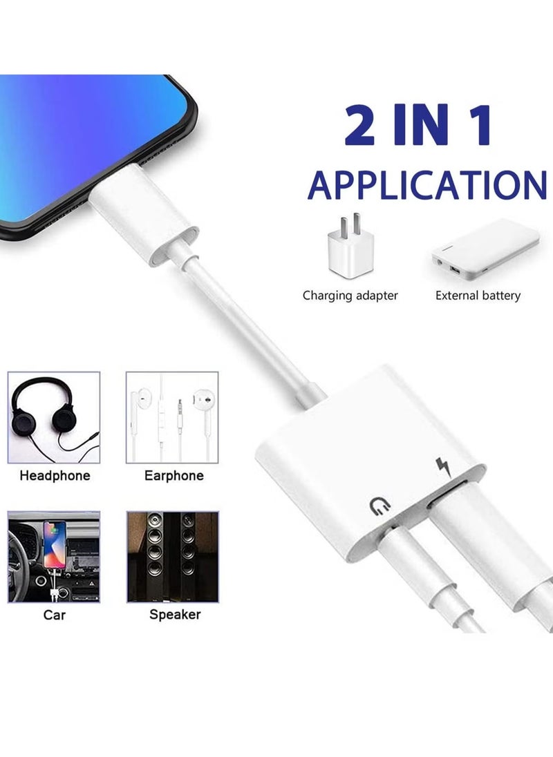 Lightning to 3.5mm Headphones Dongle Jack Adapter for iPhone Fonemax 2 in 1 Headphone Adapter and Aux Audio Adapter& Charger Cable Splitter Compatible for iPhone,iPad