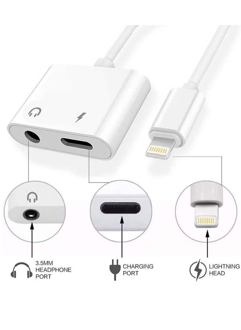 Lightning to 3.5mm Headphones Dongle Jack Adapter for iPhone Fonemax 2 in 1 Headphone Adapter and Aux Audio Adapter& Charger Cable Splitter Compatible for iPhone,iPad