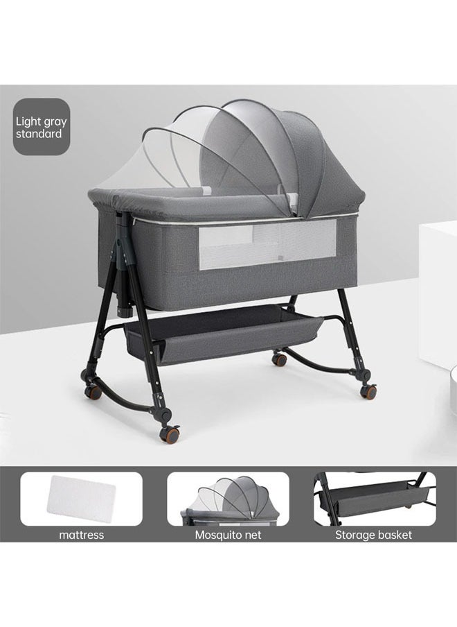 Baby Bassinet 3 in 1 Baby Bassinet with Storage Basket and Wheels All Mesh Bedside