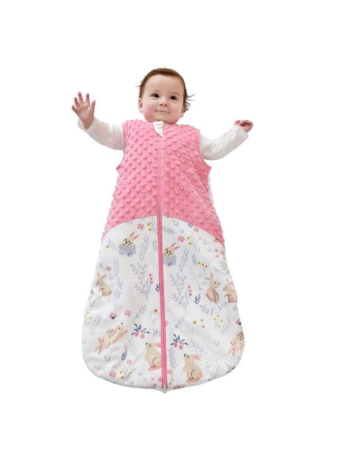 Baby Sleep Sack, 1.5 Tog Cotton Sleep Sack 0-6 Months Baby Wearable Blanket With 2-Way Zipper, Pink