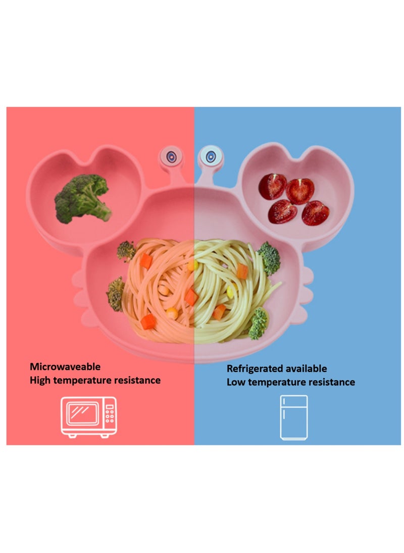 Premium Rose 9 Piece Weaning Feeding Supplies for Toddlers! Bib+Plate+Suction Silicone Baby Bowls! Self Eating Utensils Set with Spoons, Bibs, Plate, Toddlers Spoon Set! Set of 9!