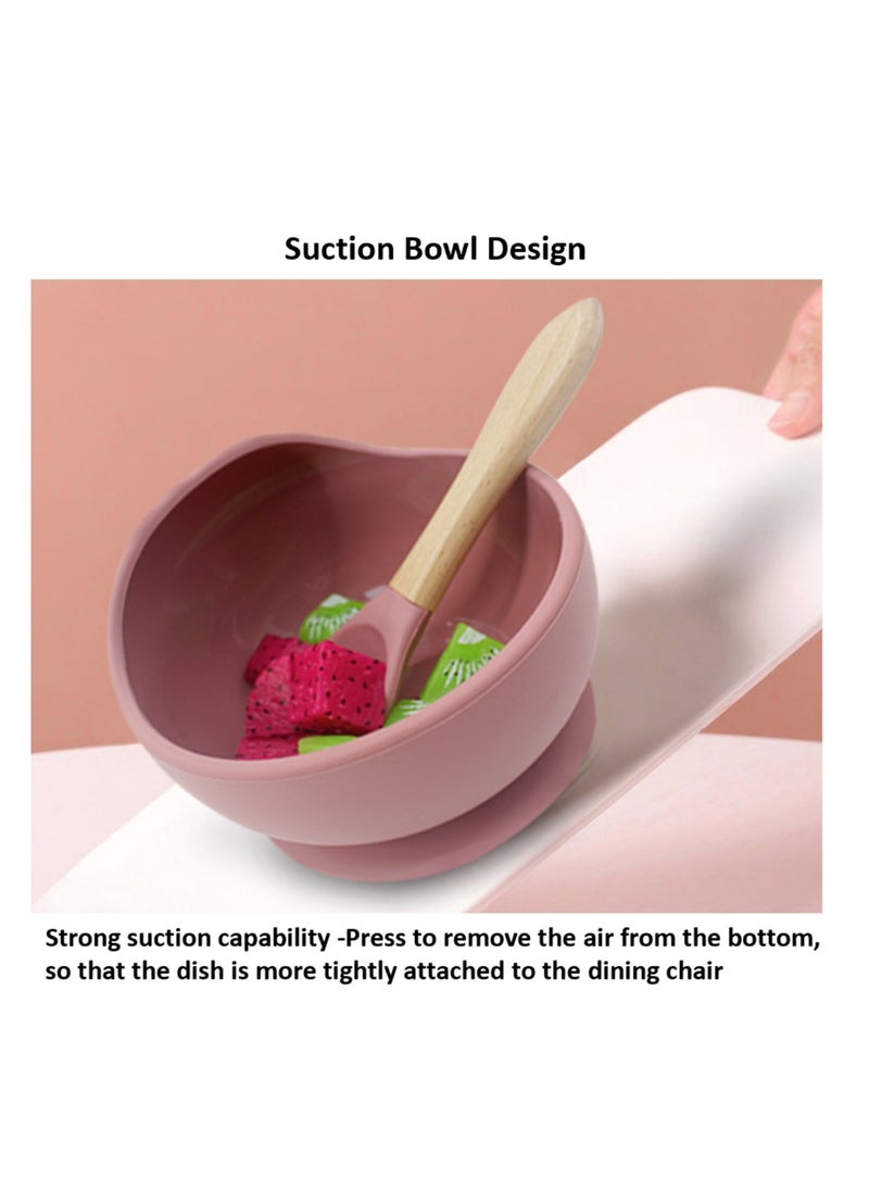 Premium Rose 9 Piece Weaning Feeding Supplies for Toddlers! Bib+Plate+Suction Silicone Baby Bowls! Self Eating Utensils Set with Spoons, Bibs, Plate, Toddlers Spoon Set! Set of 9!