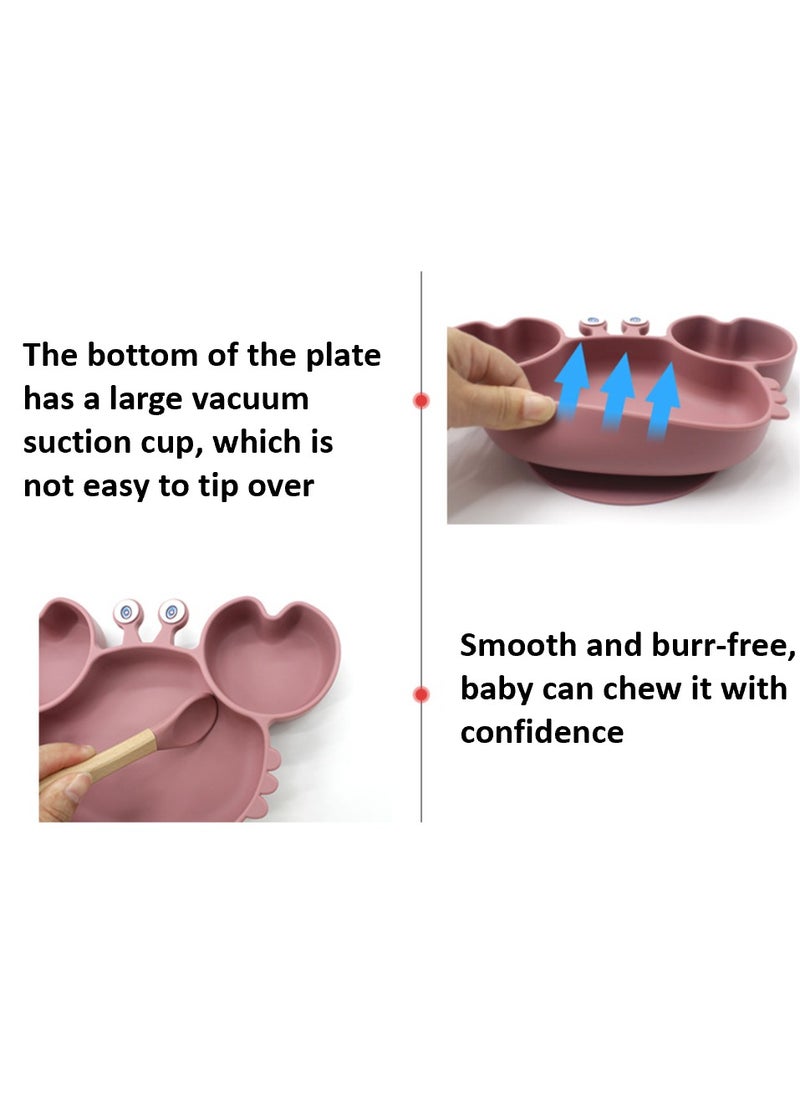 Premium Rose 9 Piece Weaning Feeding Supplies for Toddlers! Bib+Plate+Suction Silicone Baby Bowls! Self Eating Utensils Set with Spoons, Bibs, Plate, Toddlers Spoon Set! Set of 9!