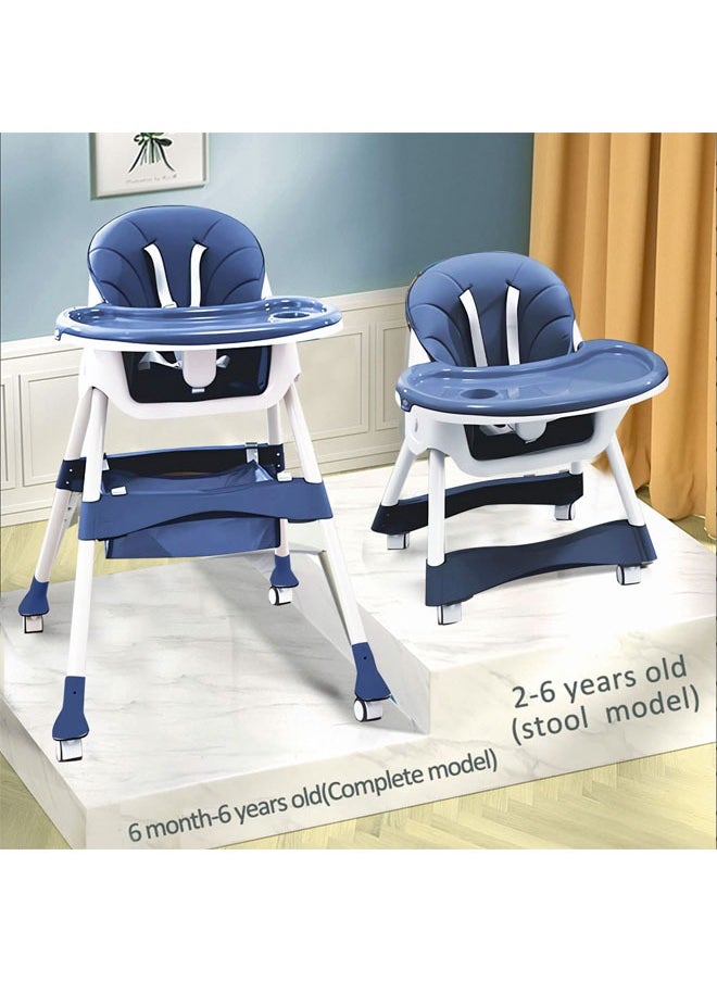 2 in 1 Baby High Chair High Chairs for Babies and Toddlers with Easy Clean Pu Cushion Removable Tray Adjustable Feet Foldable 5 Point Safety Harness Modern Toddler High Chair