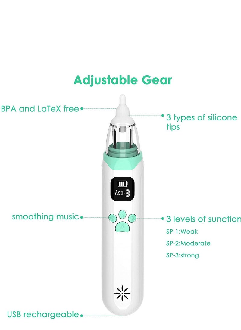 Electric Silent Baby Nasal Aspirator - White/Green