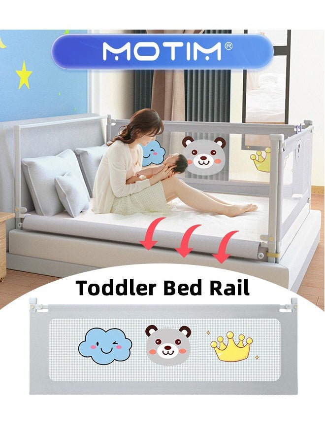 1Piece Bed Rail Guard Barrier for Baby Extra Long Bed Guardrail Adjustable Height and Foldable Safeguard Bed Rails Single Side Bed 200x98cm