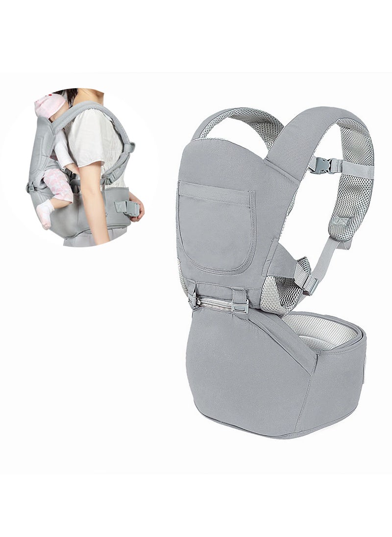 Multifunctional Baby Cradle, Single Stool, Baby Carrier Waist Stool in Light Gray