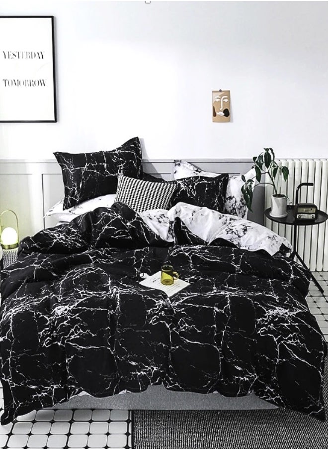 Queen size 6 pieces Bedding Set without filler, Marble Design.