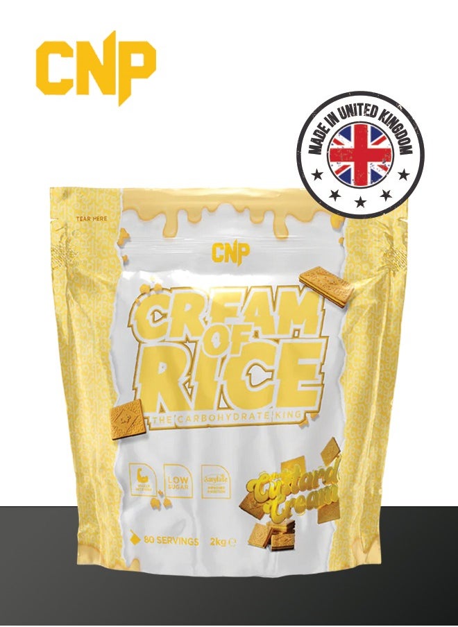 Cream of Rice - 2kg, Vanilla Custard Cream Flavor, High-Quality Complex Carbohydrates for Energy and Recovery