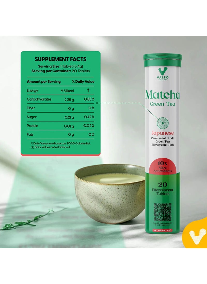 Matcha Green Tea Effervescent Tabs 20 Organic Detox And Glowing Skin Pack Of 2