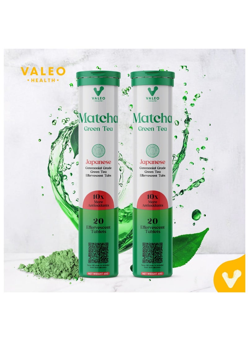 Matcha Green Tea Effervescent Tabs 20 Organic Detox And Glowing Skin Pack Of 2