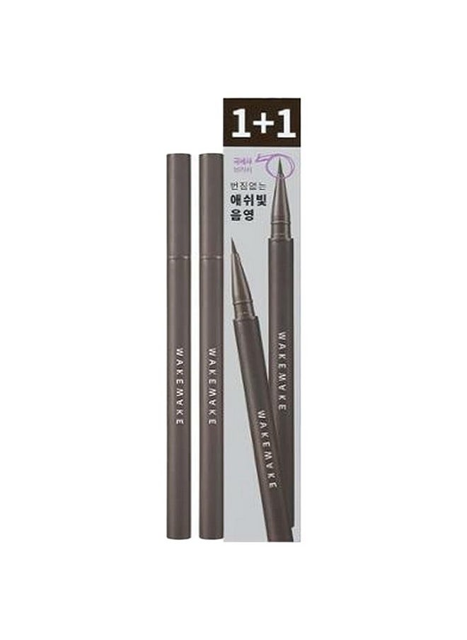 Real Ash Brush Eyeliner, Korean Makeup Liquid Eyeliner, Smudge-Proof, Ultra-Fine Tip, Long Lasting Waterproof Liquid Eyeliner 0.04 Oz (Pack Of 2) (02 Ash Brown)