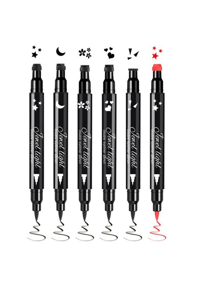 Eyeliner Pen With Eye Makeup Stamp Waterproof Double Sided Long Lasting Seal Eyeliner (6 In 1)