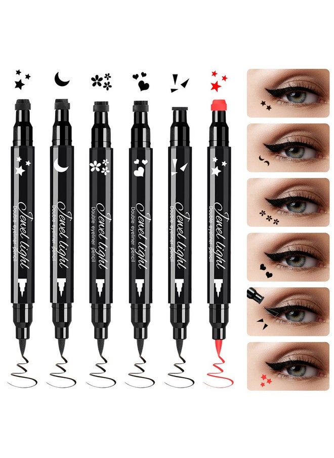 Eyeliner Pen With Eye Makeup Stamp Waterproof Double Sided Long Lasting Seal Eyeliner (6 In 1)