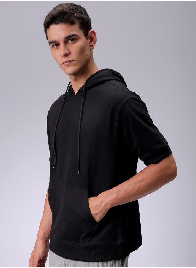 Men Oversized Solid Overhead Hooded Sweatshirt