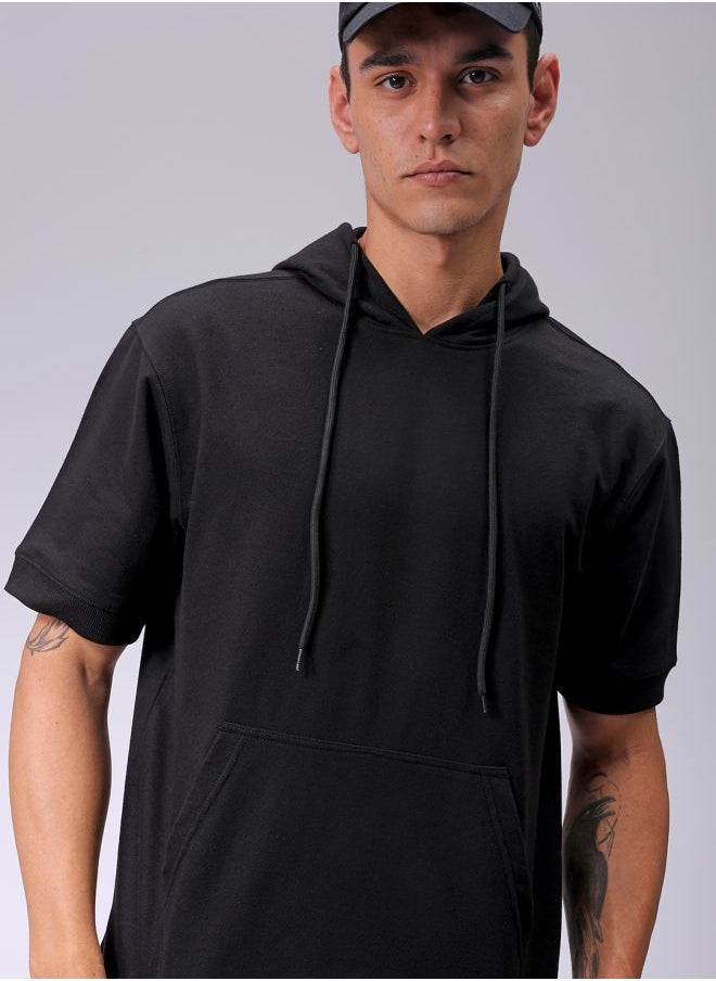 Men Oversized Solid Overhead Hooded Sweatshirt