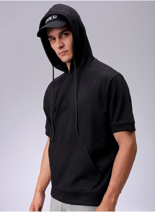 Men Oversized Solid Overhead Hooded Sweatshirt