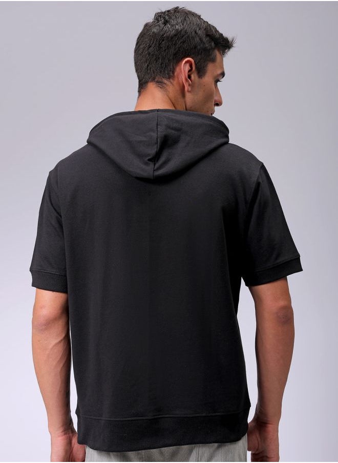 Men Oversized Solid Overhead Hooded Sweatshirt