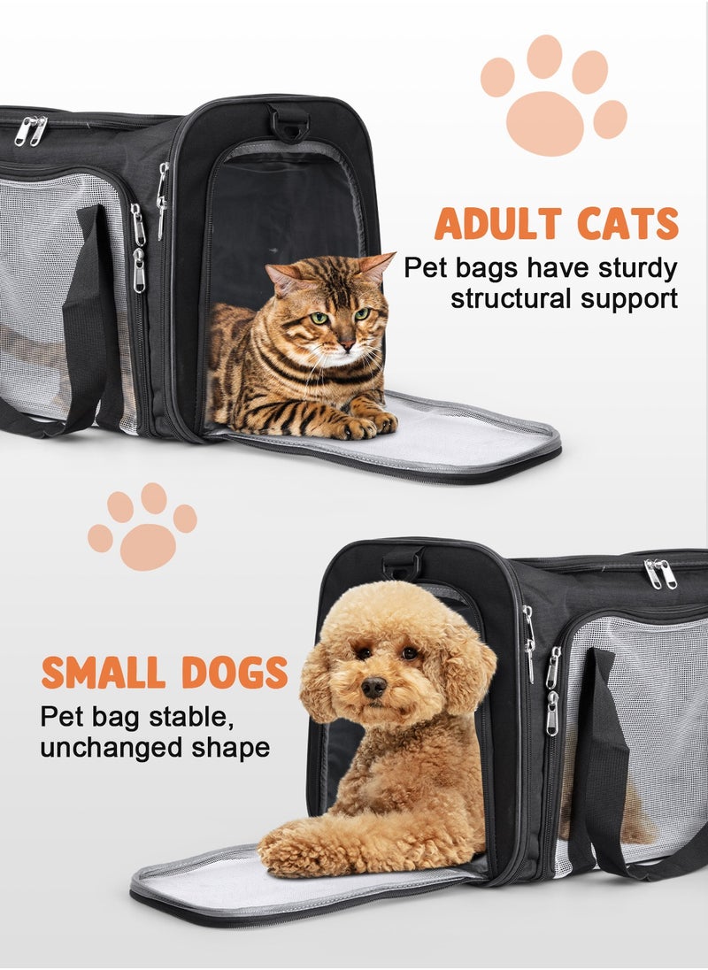 Large Cat Carriers Dog Carrier Pet Carrier for Large Cats Puppies up to 25Lbs, Big Dog Carrier Soft Sided, Collapsible Waterproof Travel - Large - Black