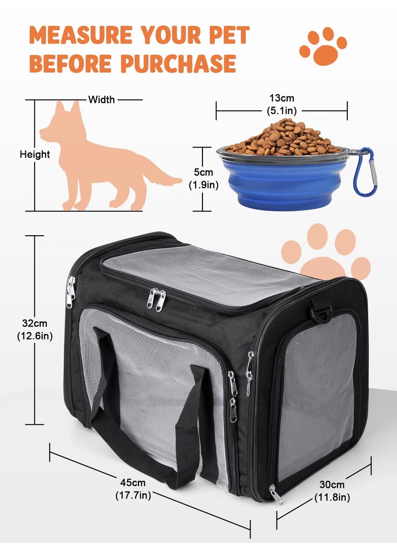 Large Cat Carriers Dog Carrier Pet Carrier for Large Cats Puppies up to 25Lbs, Big Dog Carrier Soft Sided, Collapsible Waterproof Travel - Large - Black