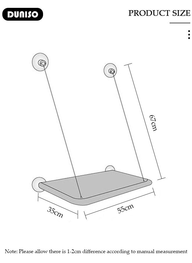 Cat Window Perch, Breathable Cat Window Hammock with 4 Strong Suction Cups, Foldable Cat Beds for Indoor Cats, Large Cats Window Seat Windowsill Safety with Sturdy Metal Frame Soft Cover, Space Saving Bed Shelf for Cats