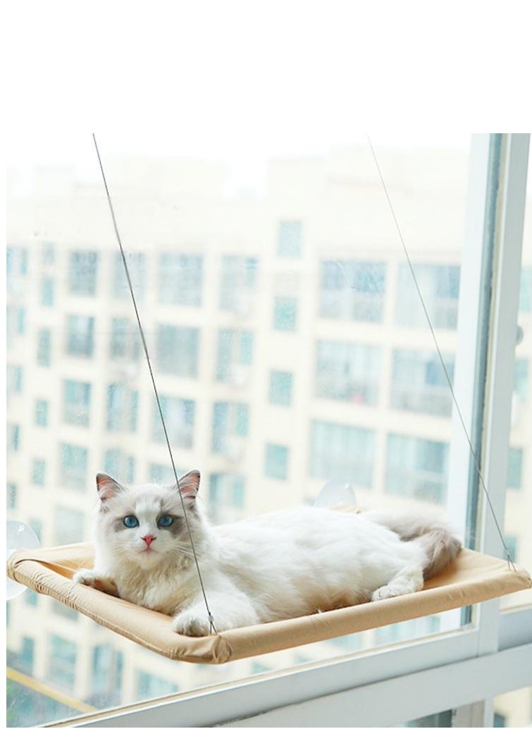 Cat Window Perch, Breathable Cat Window Hammock with 4 Strong Suction Cups, Foldable Cat Beds for Indoor Cats, Large Cats Window Seat Windowsill Safety with Sturdy Metal Frame Soft Cover, Space Saving Bed Shelf for Cats