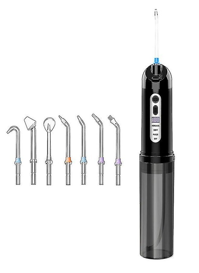 Water Flosser Cordless Portable Dental Oral Irrigator With 5 Modes,7 Standard Replaceable Jet Tips,Rechargeable IPX7 Waterproof DIY Dental Flossers Teeth Cleaner,250ml Detachable Reservoir,Black