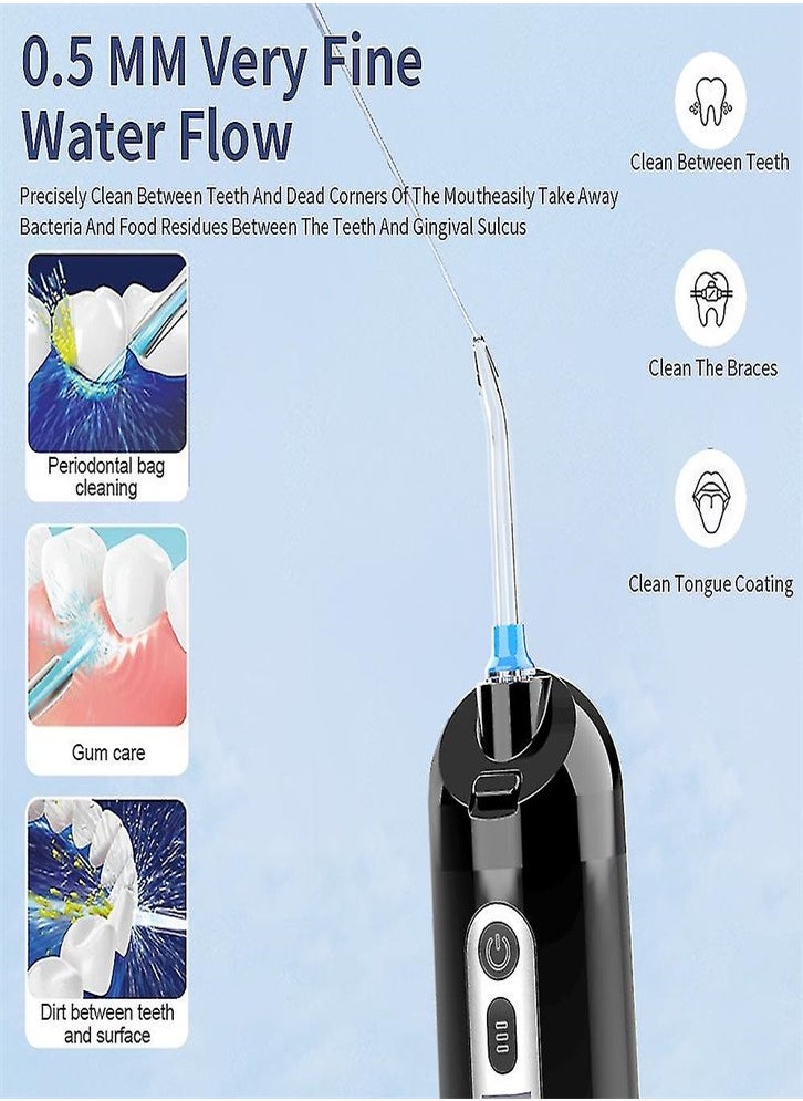 Water Flosser Cordless Portable Dental Oral Irrigator With 5 Modes,7 Standard Replaceable Jet Tips,Rechargeable IPX7 Waterproof DIY Dental Flossers Teeth Cleaner,250ml Detachable Reservoir,Black