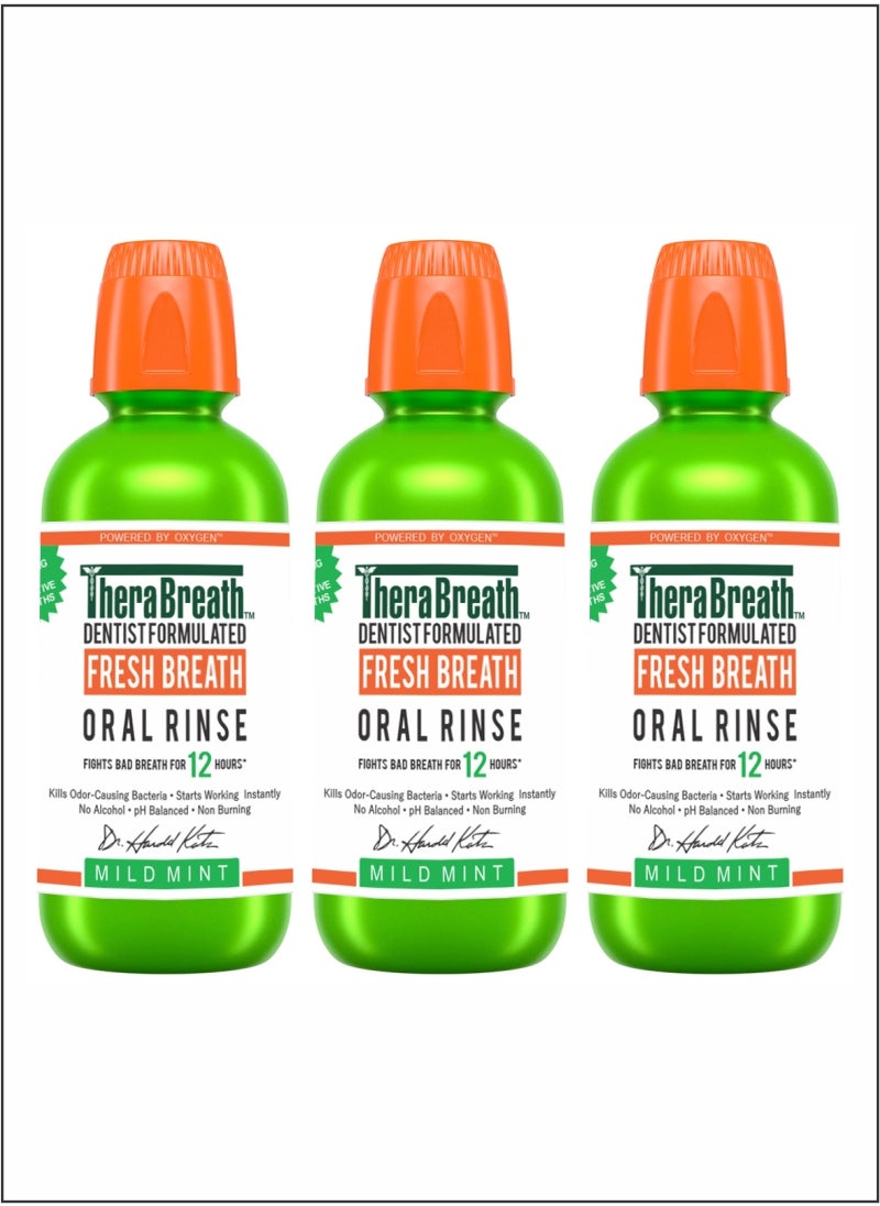 Fresh Breath Oral Rinse  Mild Mint, Pack of 3 for LongLasting Freshness